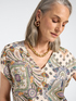 Printed viscose blouse with V-neck image number 3