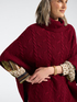 Cable knit poncho in pure wool image number 3