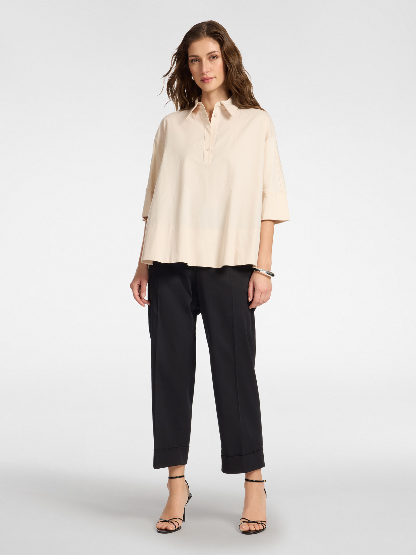 Blusa boxy con maniche a tre quarti image number 2