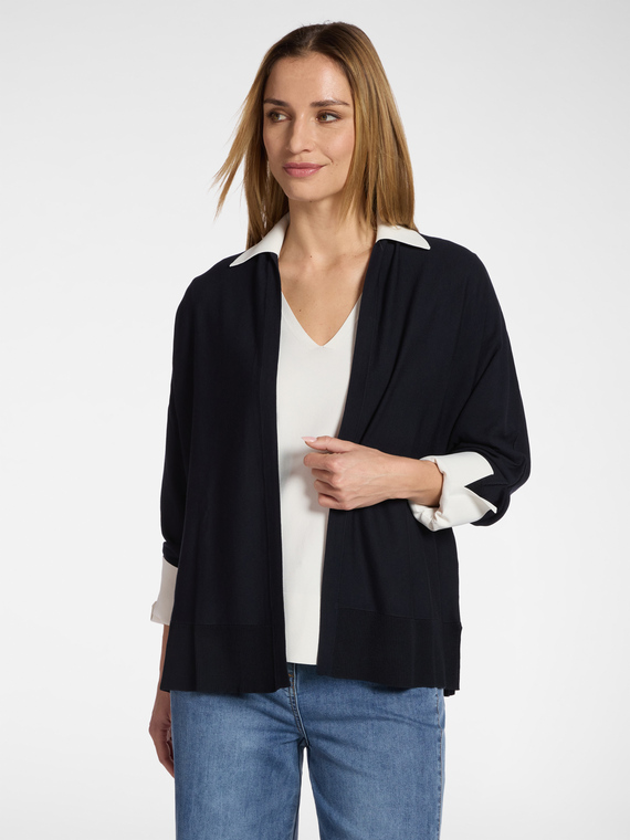 Open-front viscose blend cardigan