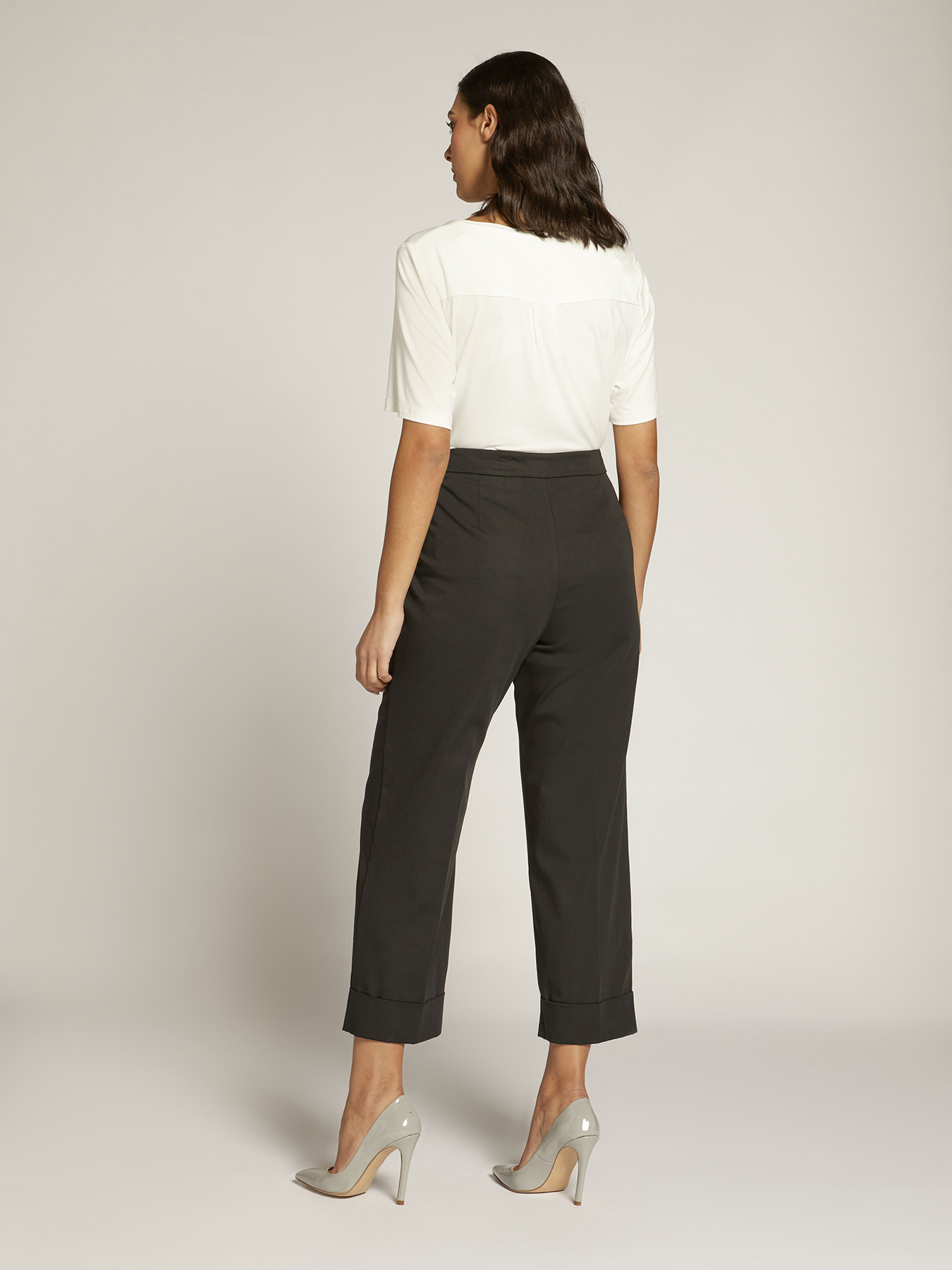 Cropped sateen trousers image number 1