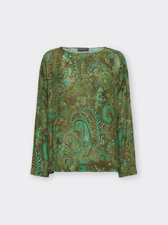 Blouse en viscose imprim&eacute;e paisley