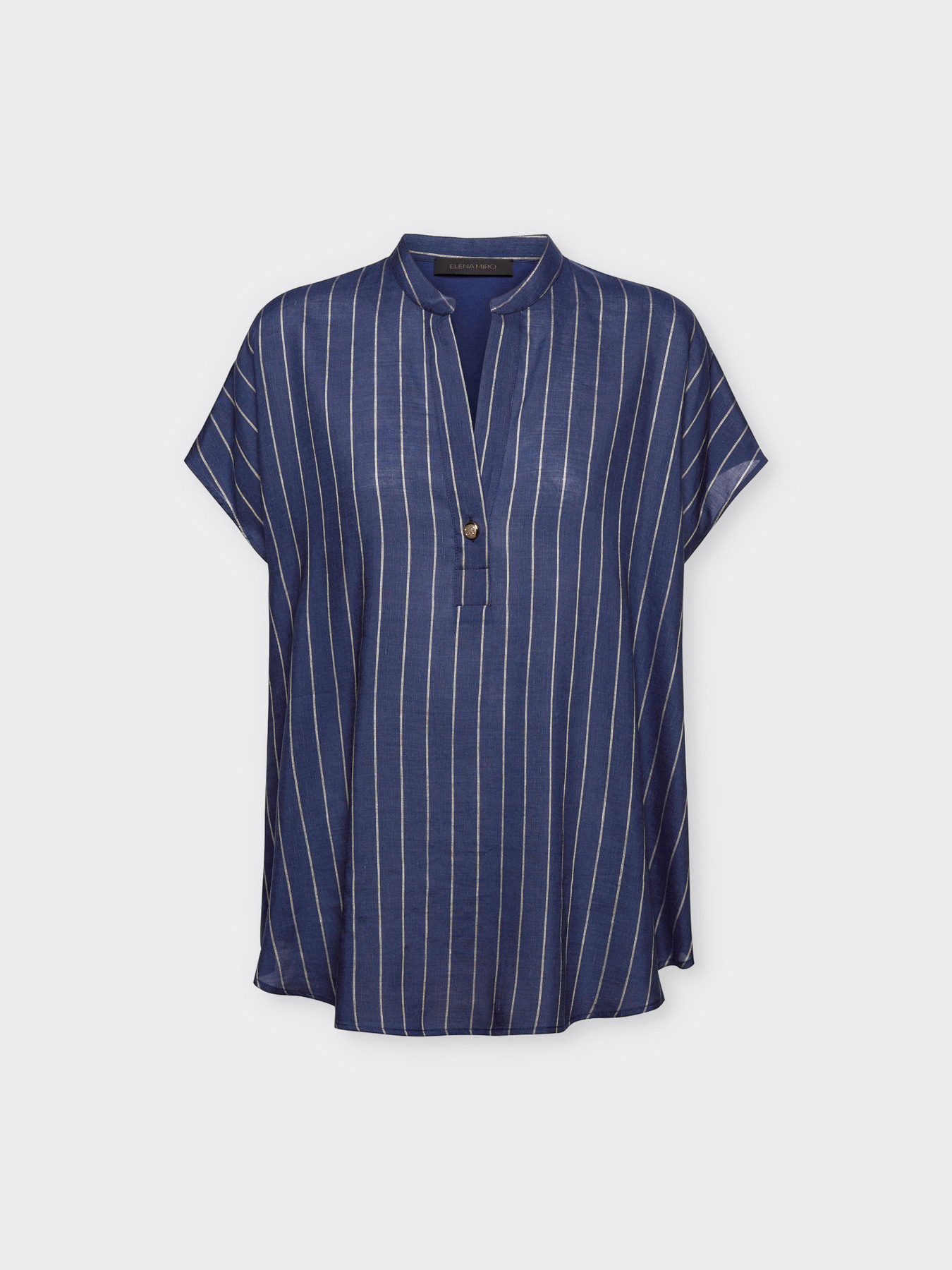 Blusa in lino gessato e jersey image number 4