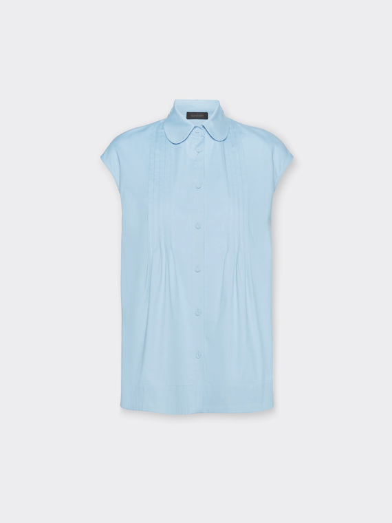 Mixed cotton shirt with pleats