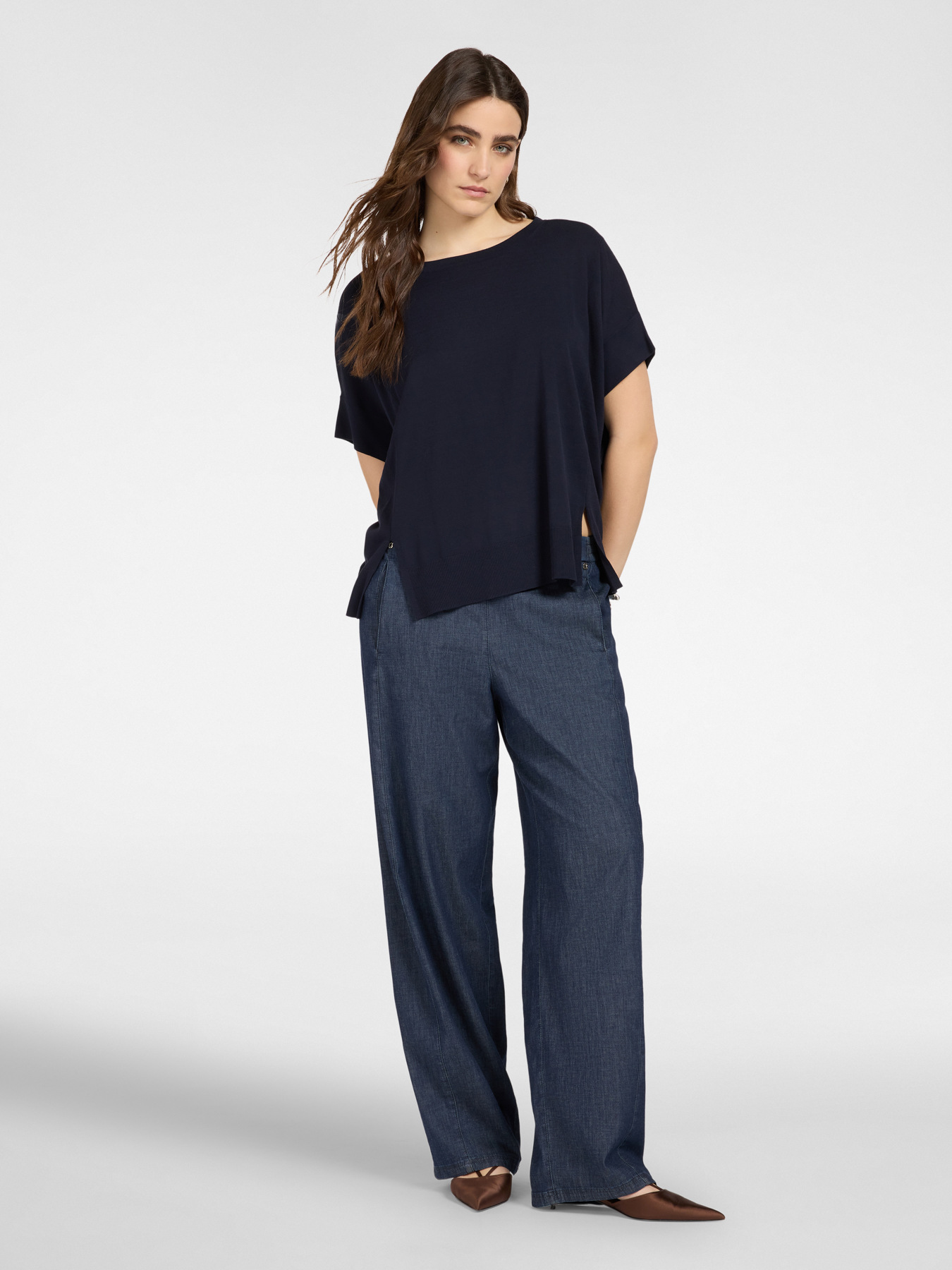 T-shirt boxy en coton et modal image number 2