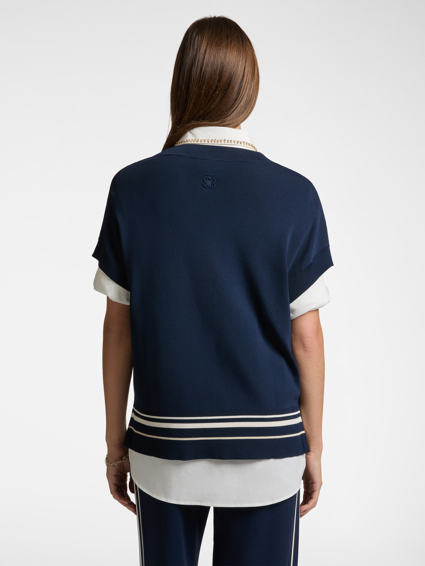 Pull &agrave; manches courtes avec bord &agrave; rayures image number 1