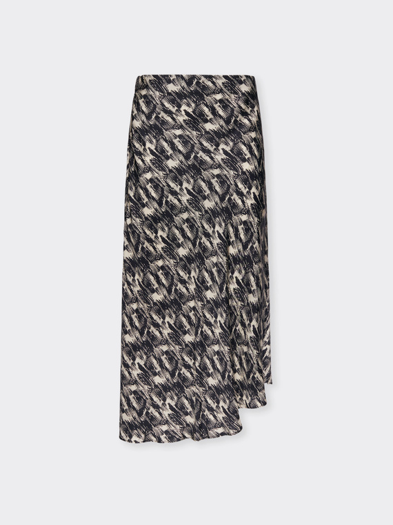 Printed skirt with asymmetrical hem