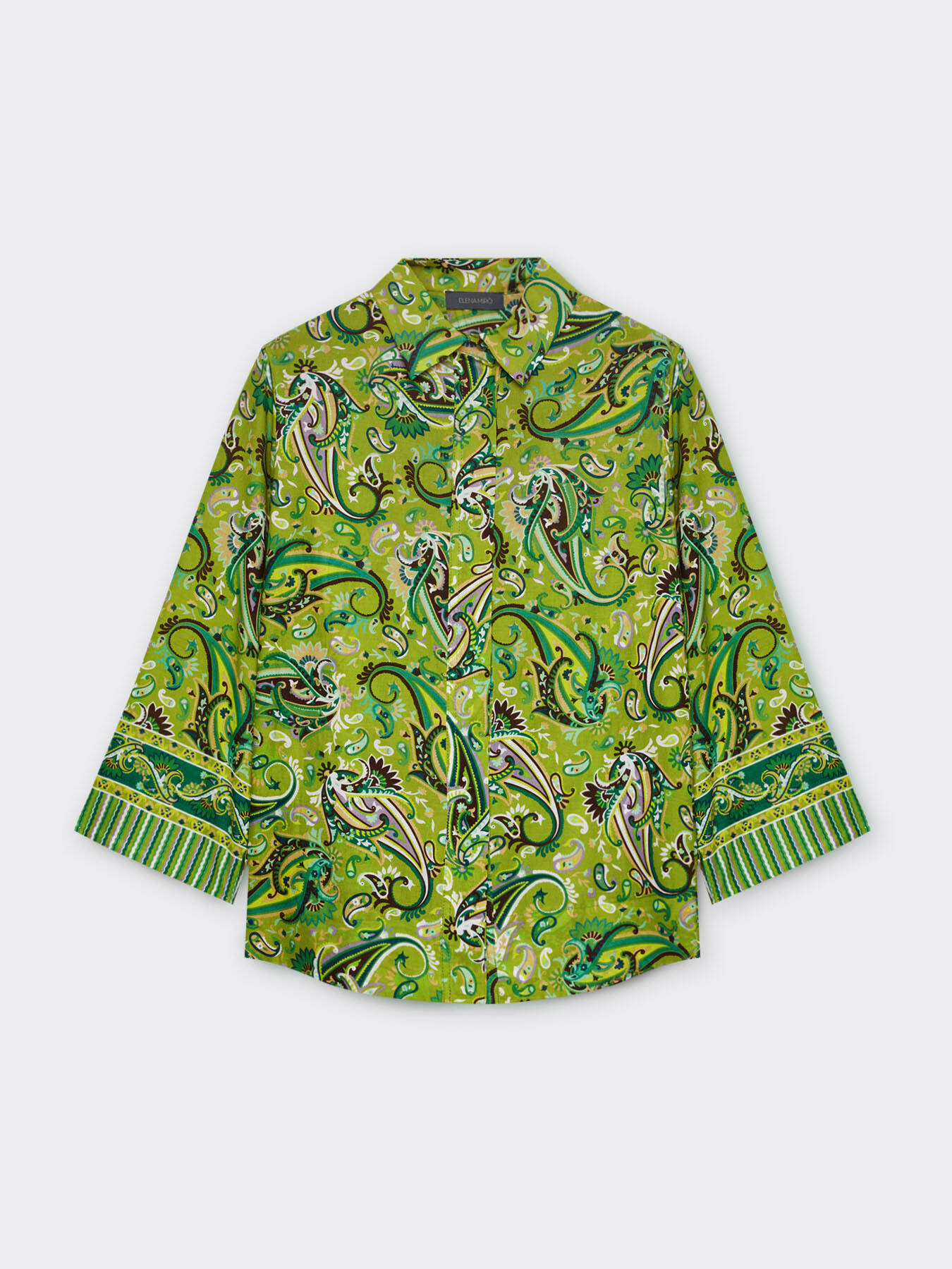 Gemusterte Hemdbluse mit aufgesetzten R&auml;ndern image number 4