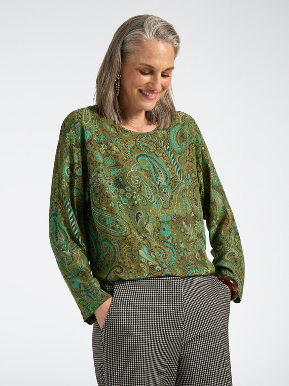 Blouse en viscose imprim&eacute;e paisley