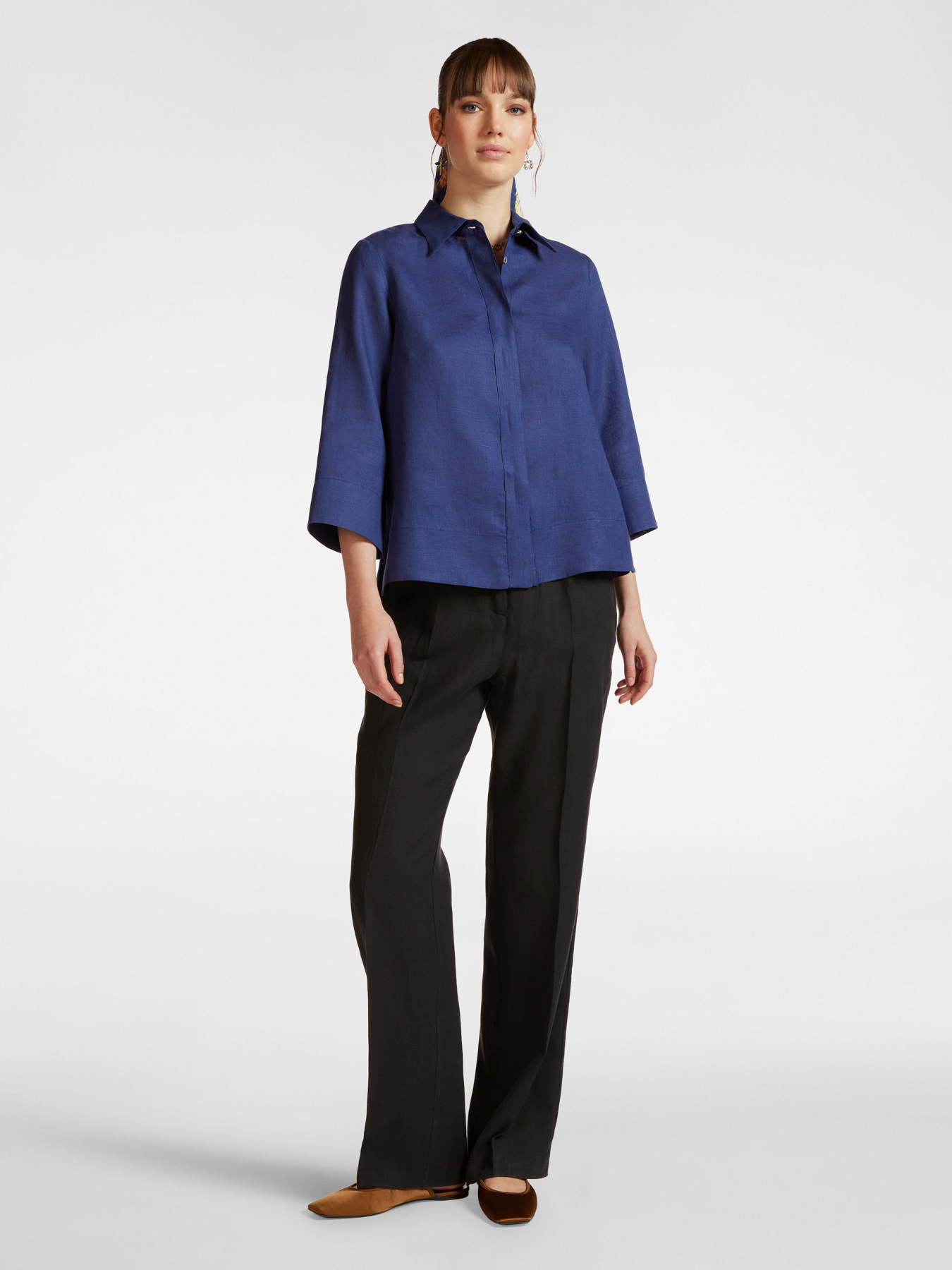 Camicia relaxed fit in lino image number 2