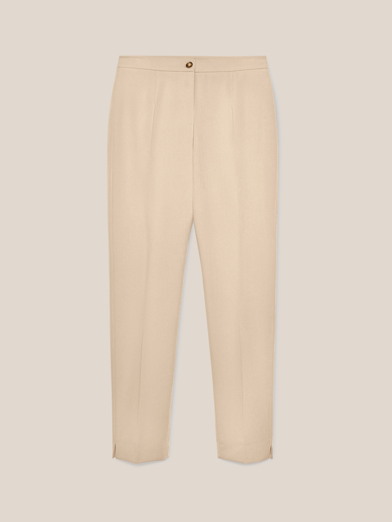 Pantalones rectos básicos de sarga bielástica