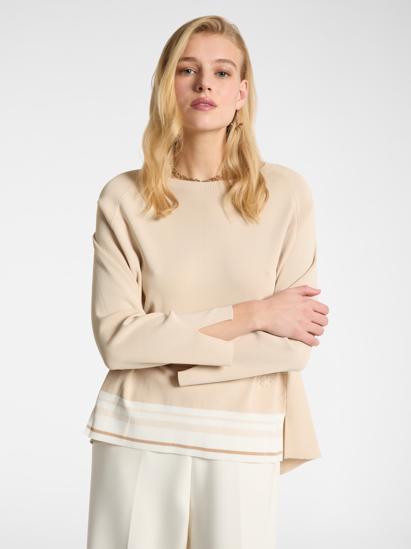 Pullover mit gestreiften Bord&uuml;ren image number 0