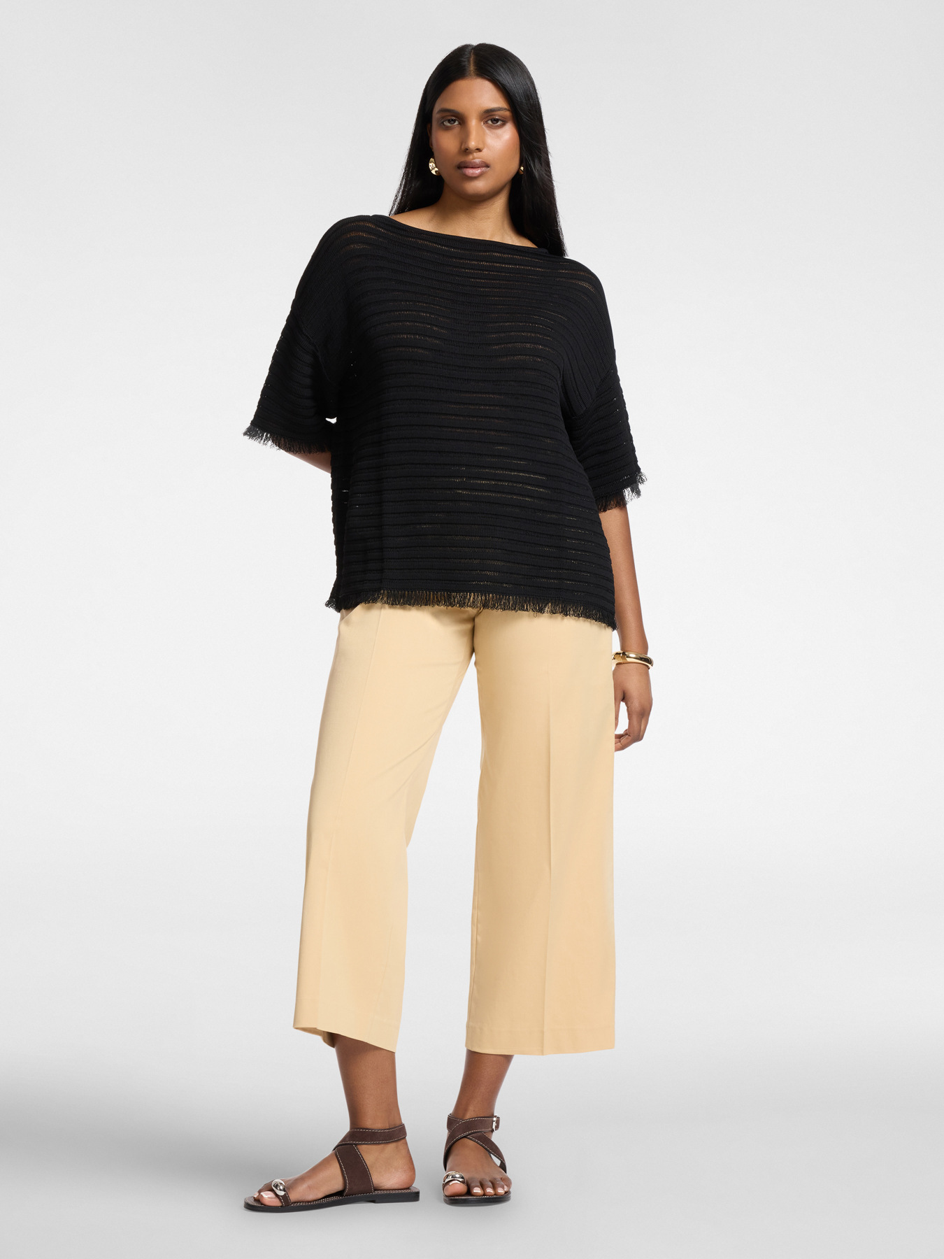 Cropped gabardine trousers image number 0