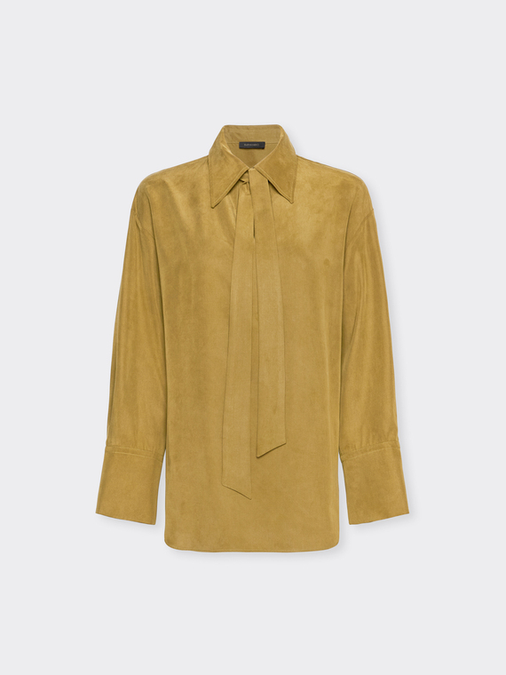 Chemise en m&eacute;lange de lin avec ceinture foulard
