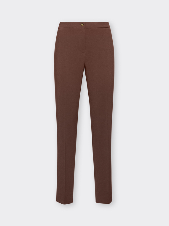Slim-fit trousers in cotton-blend cr&ecirc;pe