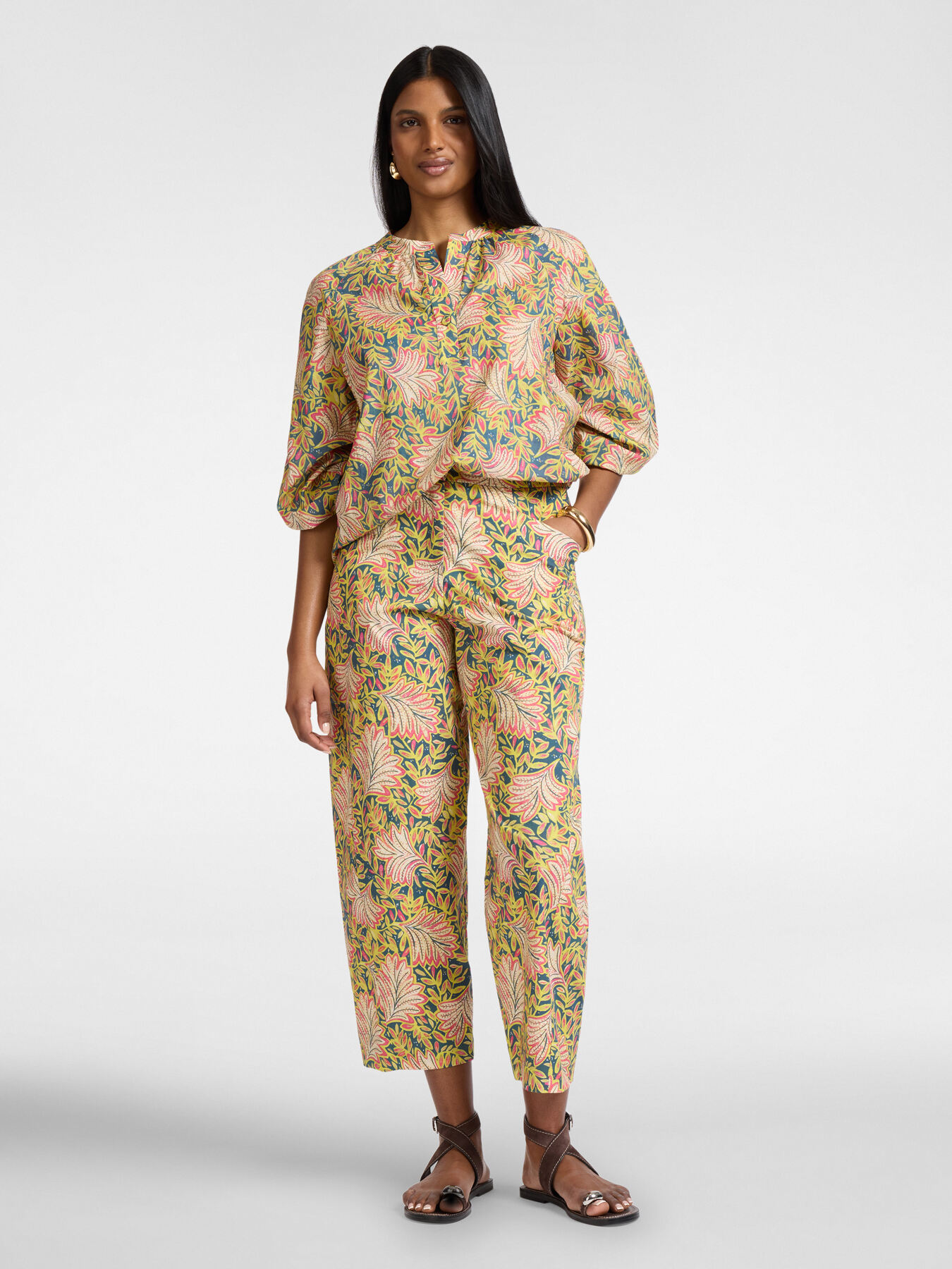 Printed cotton muslin blouse image number 2