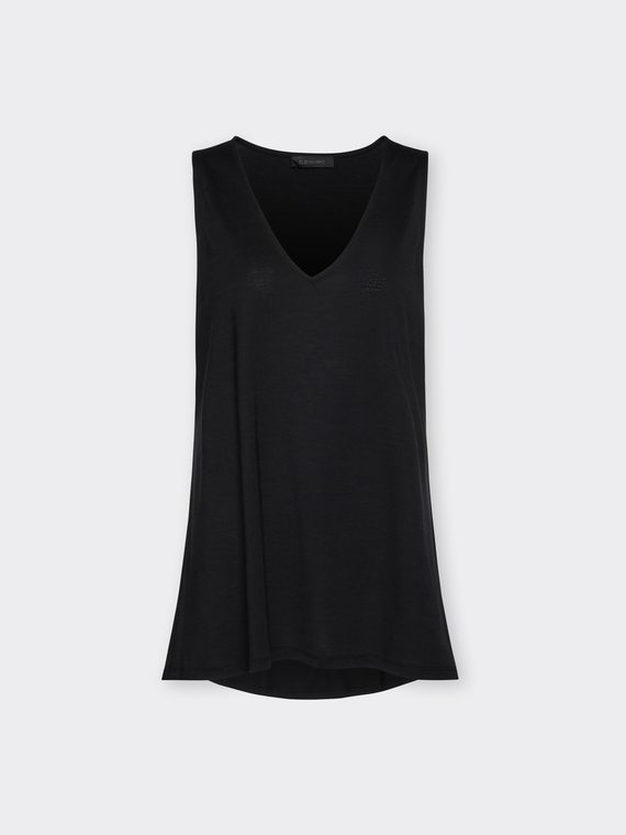 Top misto lyocell con scollo a V