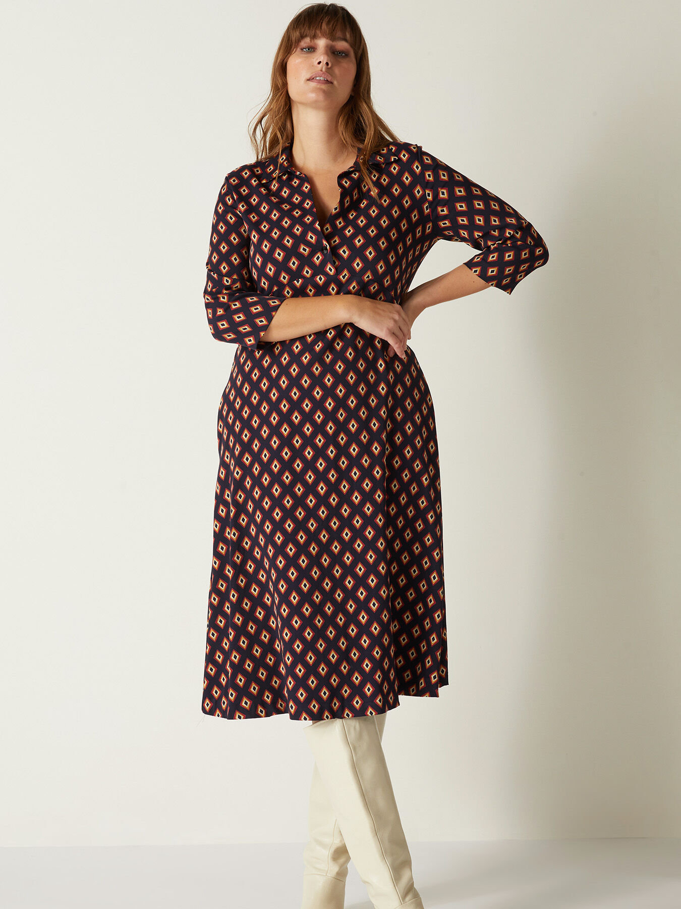 Dress with geometric print image number 3