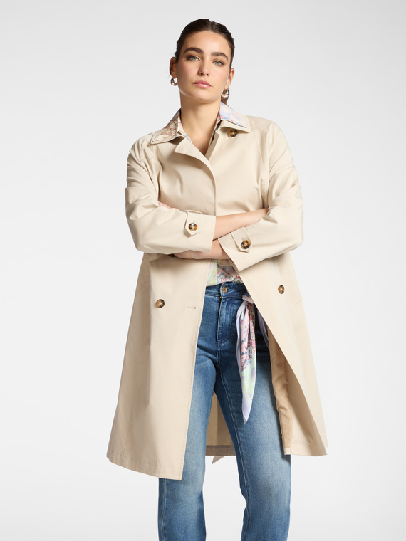 Double-breasted gabardine trench coat