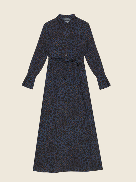 Elenamiro&nbsp;: Robe chemisier &agrave; motif animalier Bleu_1