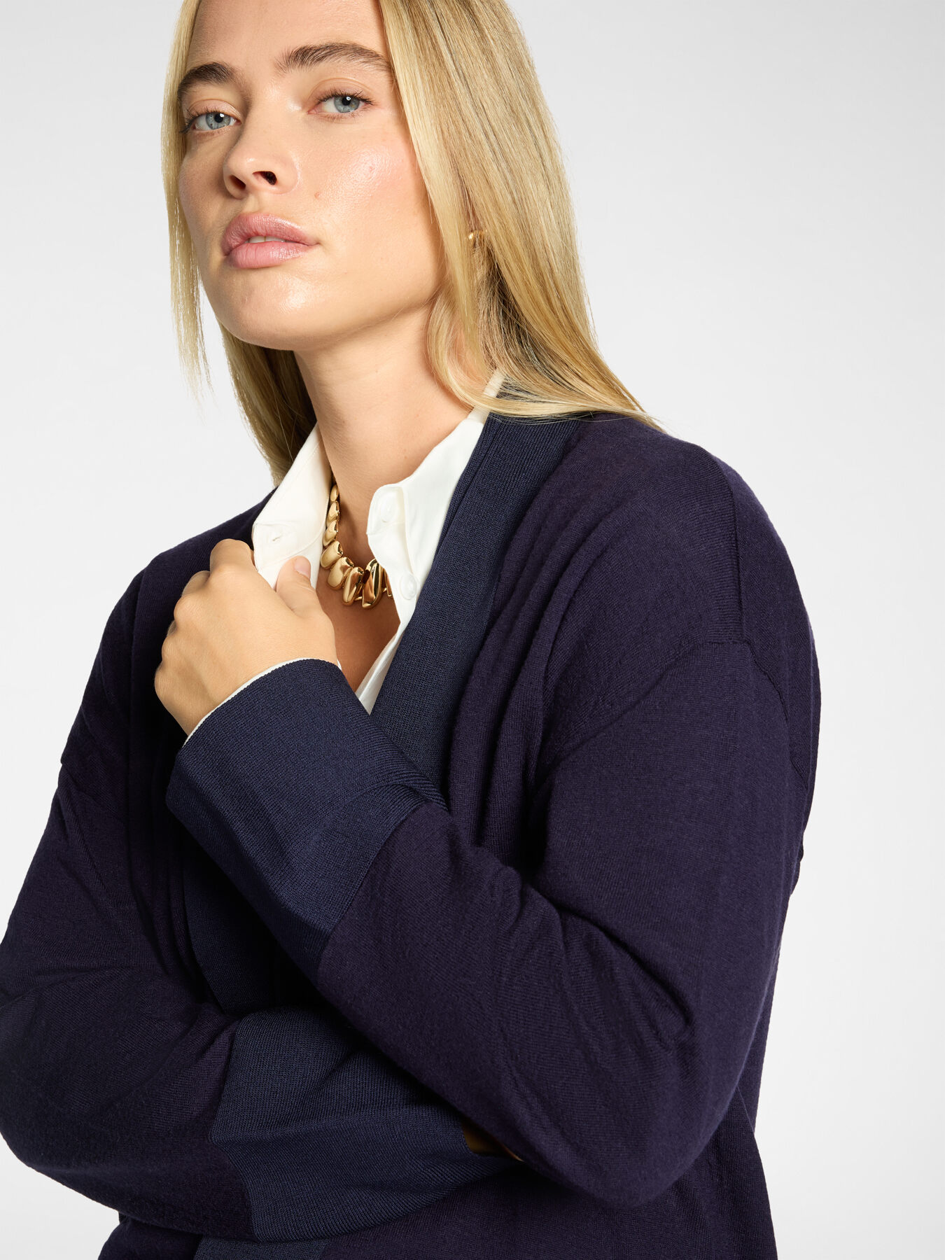 Long cardigan in pure wool image number 3