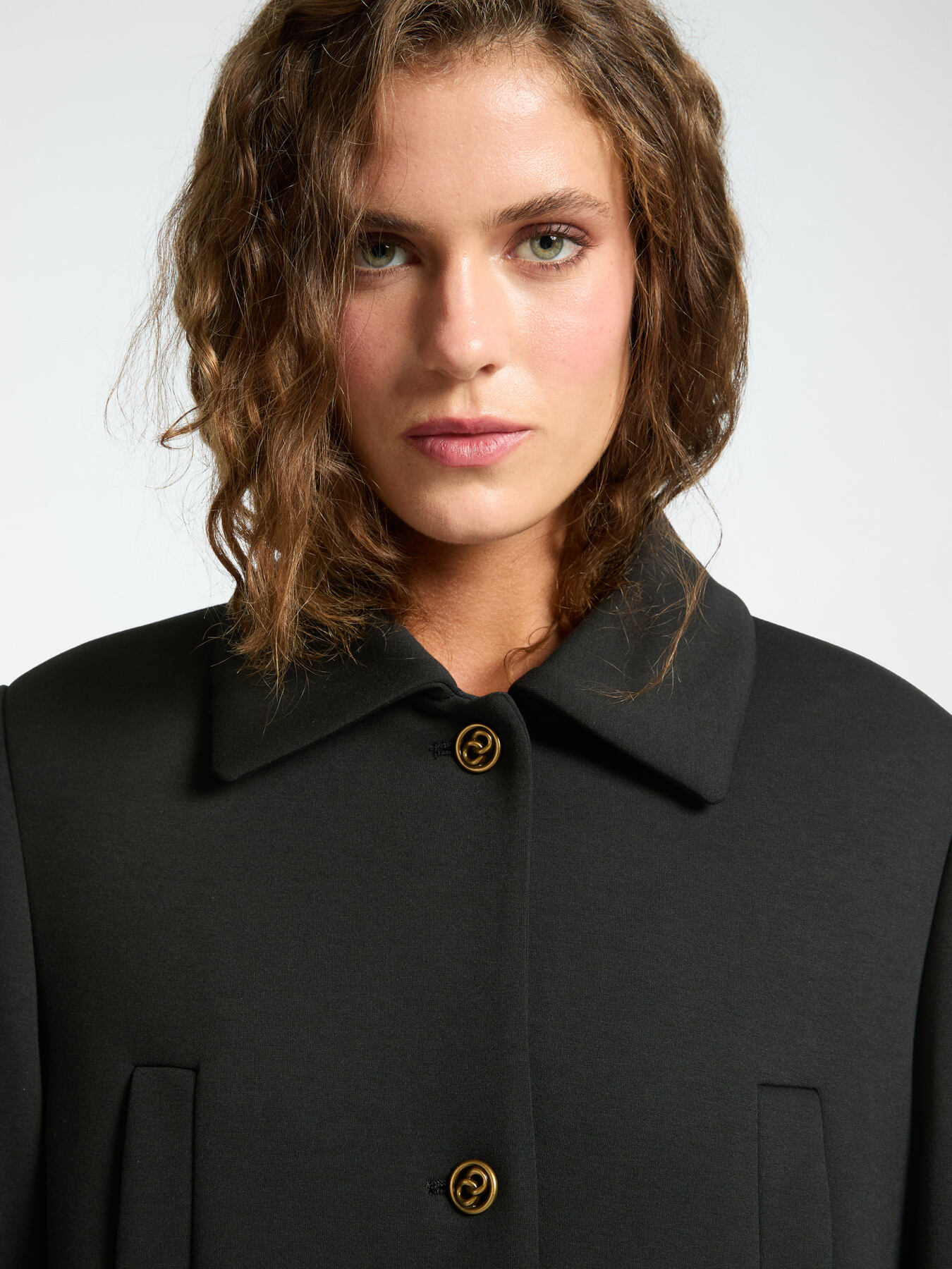 Scuba fabric coat with collar image number 3