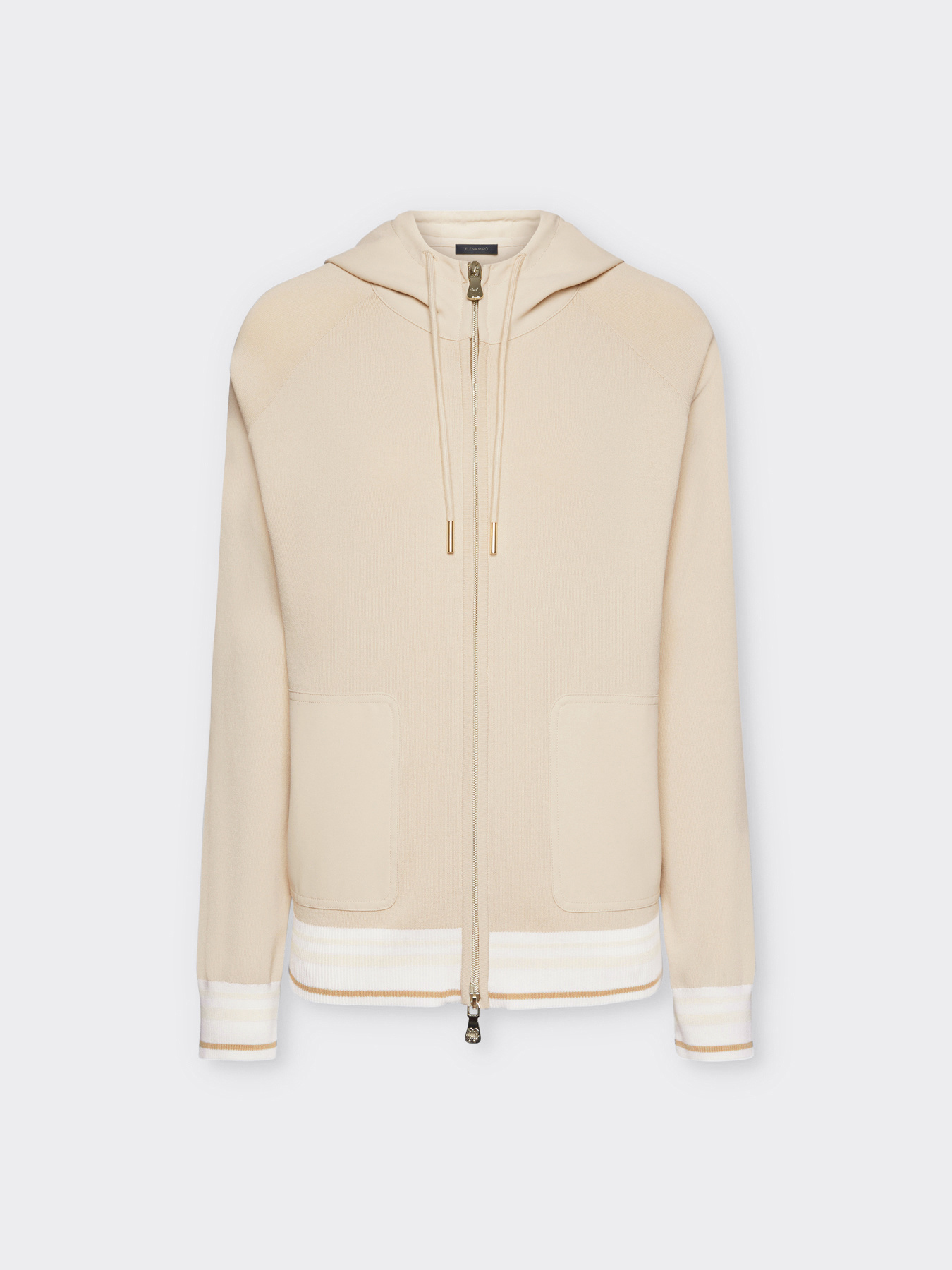 Cardigan con cappuccio e bordo a righe image number 5