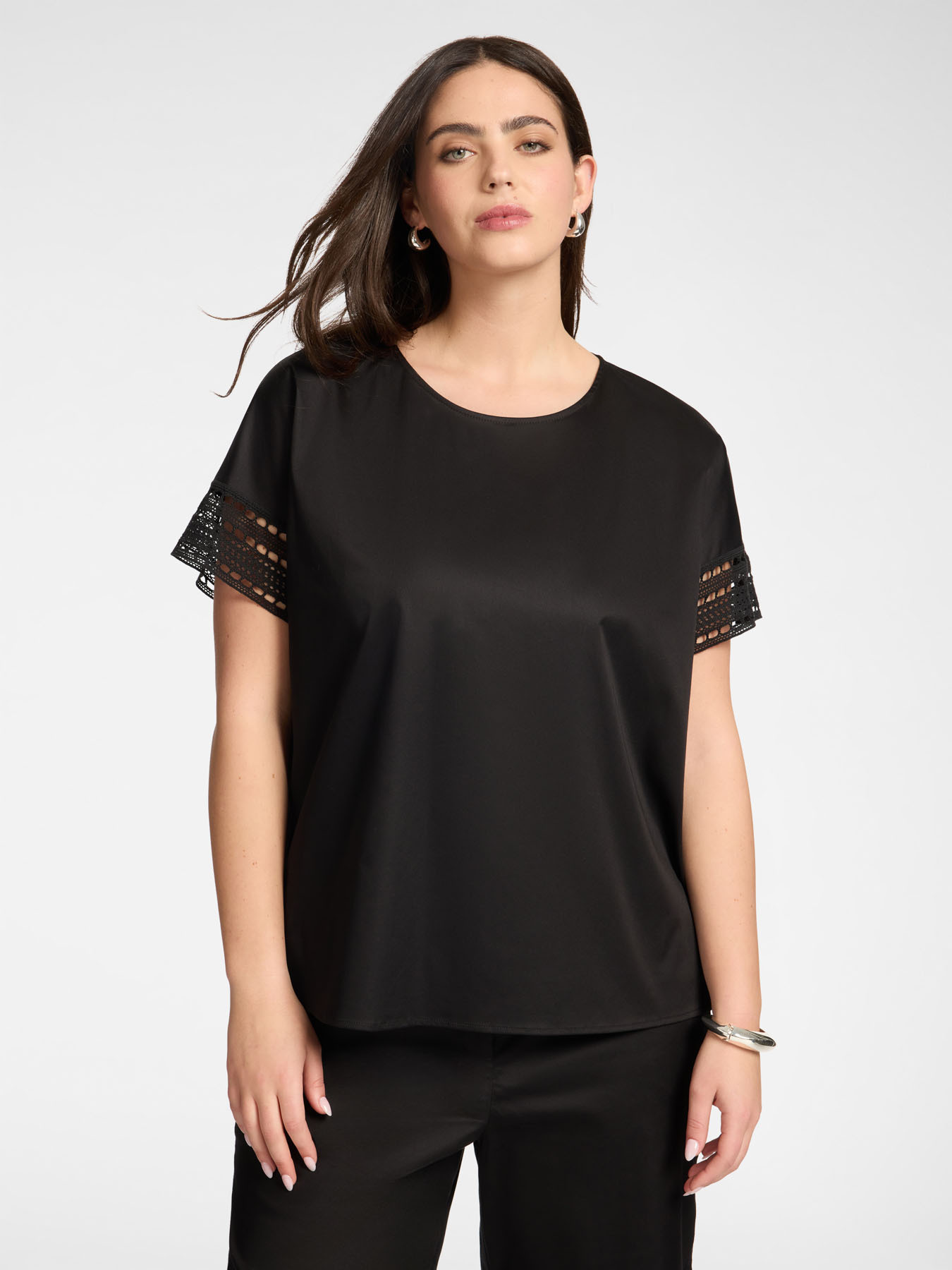 Blouse avec bordures en dentelle image number 0